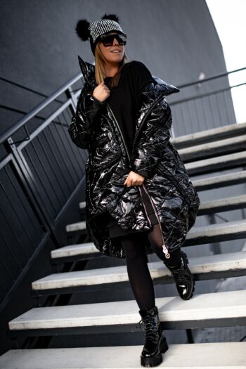 Stepp-Mantel mit Tasche und hohem Kragen von BASTET schwarz Jacken / Mäntel / Westen Abeli Exclusive Fashion