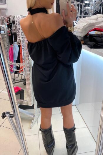 Schulterfreies Hoodie Kleid von Paparazzi in Schwarz Kleider Abeli Exclusive Fashion