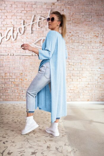 Maxi Pulli-Kleid aus Bändchengarn von Bastet in Hellblau Kleider Abeli Exclusive Fashion