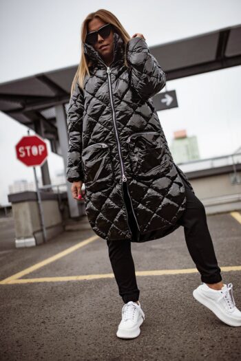 Steppmantel mit hohem Kragen und Fronttaschen von Bastet in Schwarz Jacken / Mäntel / Westen Abeli Exclusive Fashion