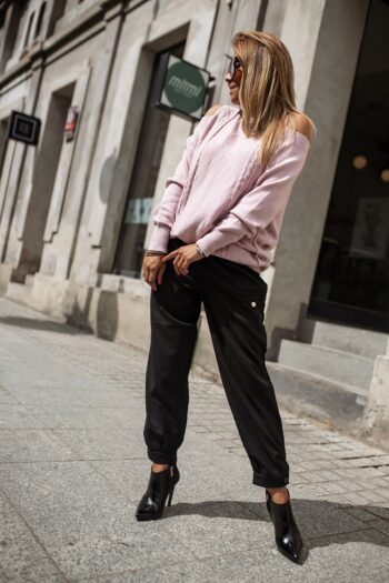 Modischer Pullover mit Zopfmuster von Bastet in Rosé Pullover / Strickjacken Abeli Exclusive Fashion