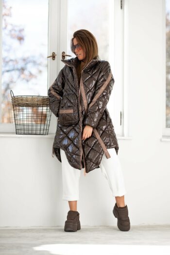 Stepp-Mantel mit Tasche und hohem Kragen von BASTET braun Jacken / Mäntel / Westen Abeli Exclusive Fashion