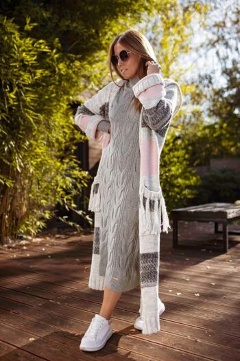 Feminines Midi-Kleid in Grau von Bastet Fashion Kleider Abeli Exclusive Fashion