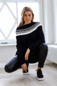 Lockeres Sweatshirt mit Leoparden-Print von Bastet in Schwarz Hoodies | Shirts | Tunika Abeli Exclusive Fashion