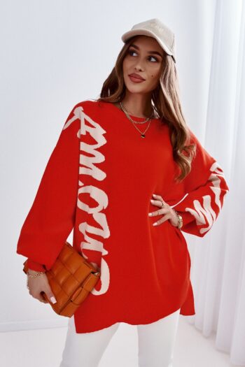 Perfekte Kombi mit angesagtem Letter-Print in Coral von Bastet Hoodies / Shirts / Tunika Abeli Exclusive Fashion