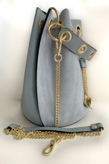 Edle Bucket Bag in Echtleder Jeansblau von Lara Biaggi Taschen / Accessoires Abeli Exclusive Fashion