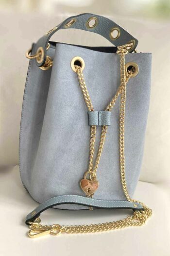 Edle Bucket Bag in Echtleder Jeansblau von Lara Biaggi Taschen | Accessoires Abeli Exclusive Fashion