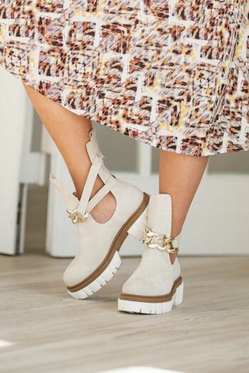 Mega stylische Echt-Leder Booties von Bastet in Hell-beige Schuhe Abeli Exclusive Fashion