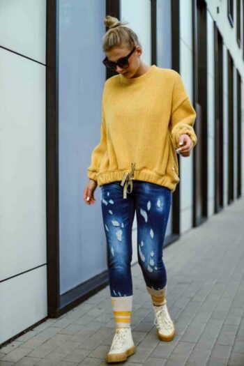 Stilvoller Oversized Pulli von Bastet Fashion in Gelb Pullover / Strickjacken Abeli Exclusive Fashion