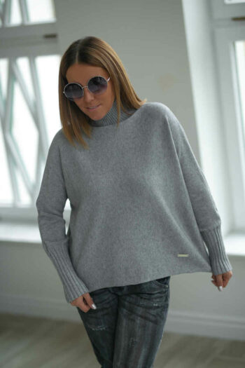 Lockerer Rollkragenpullover in Grau von Bastet-Fashion Pullover | Strickjacken Abeli Exclusive Fashion